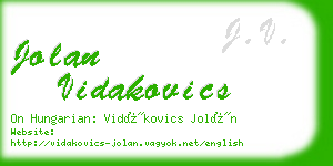 jolan vidakovics business card